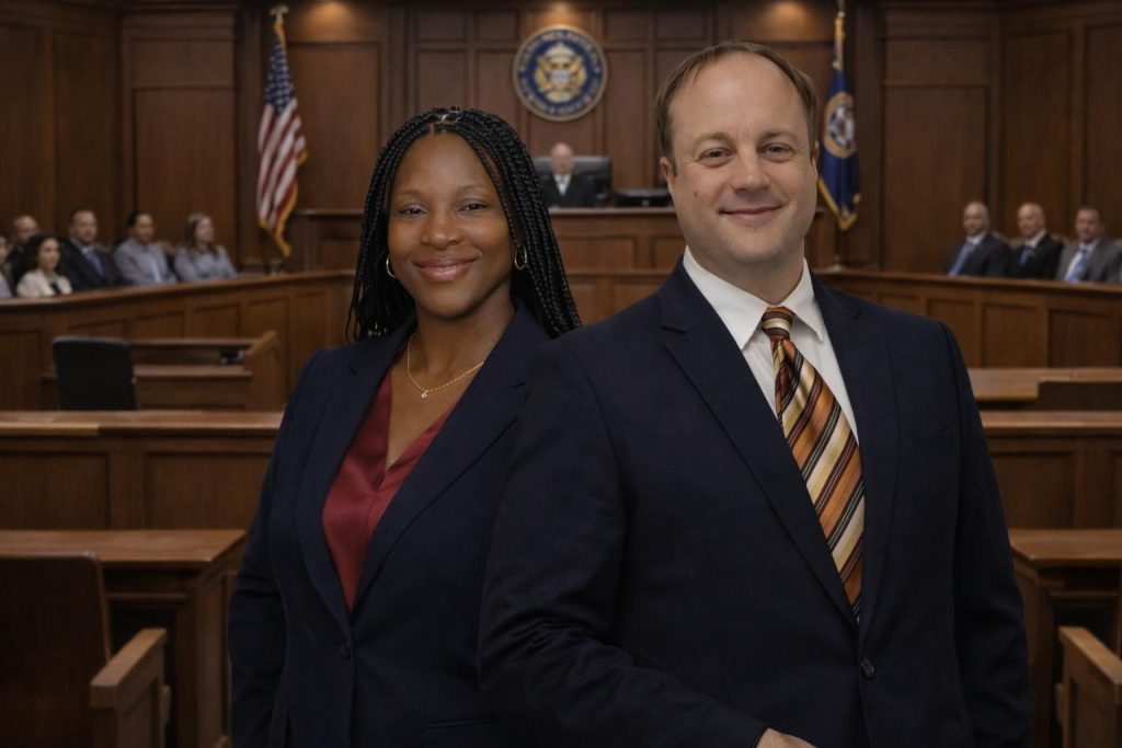 rikisha and robert inside the court room