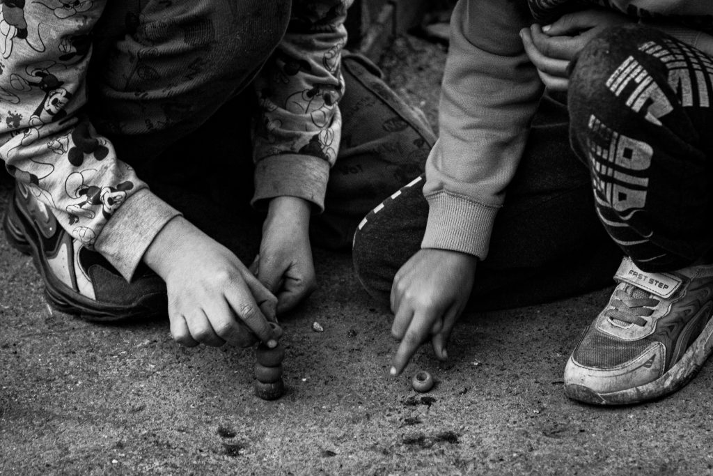 Children Playing Traditional Game in Istanbul